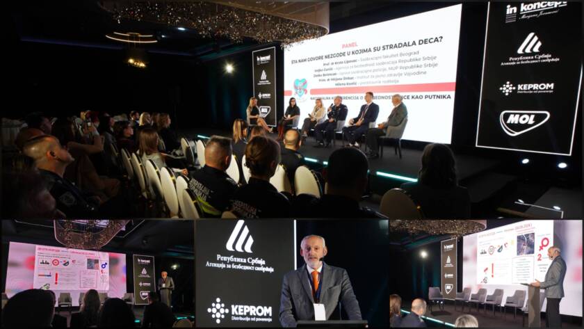 „Moderator konferencije i panelisti raspravljaju o infrastrukturi i sigurnosnim mjerama u prometu“